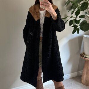 Vintage Lamb Fur Jacket with Fur Collar